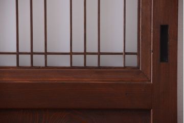 古民具・骨董　組子入りすりガラス帯のアンティーク板戸