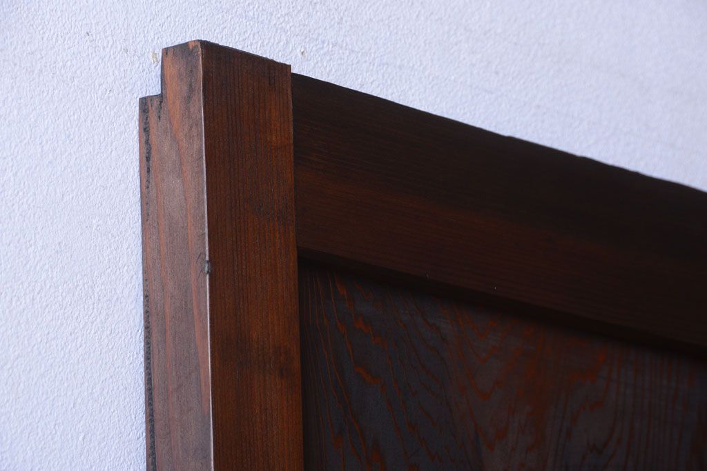 古民具・骨董　組子入りすりガラス帯のアンティーク板戸