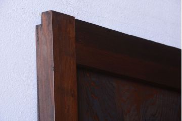 古民具・骨董　組子入りすりガラス帯のアンティーク板戸