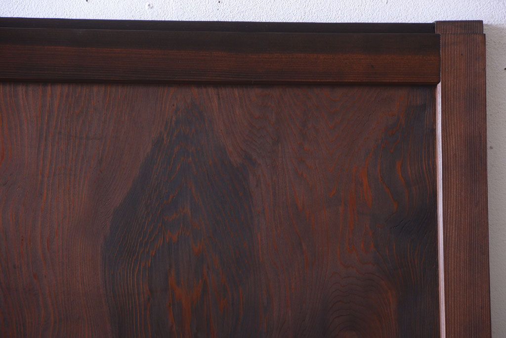 古民具・骨董　組子入りすりガラス帯のアンティーク板戸