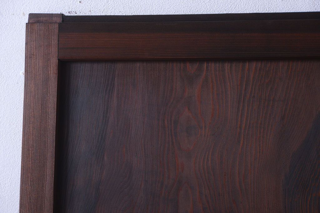 古民具・骨董　組子入りすりガラス帯のアンティーク板戸