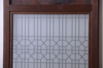 古民具・骨董　組子入りすりガラス帯のアンティーク板戸