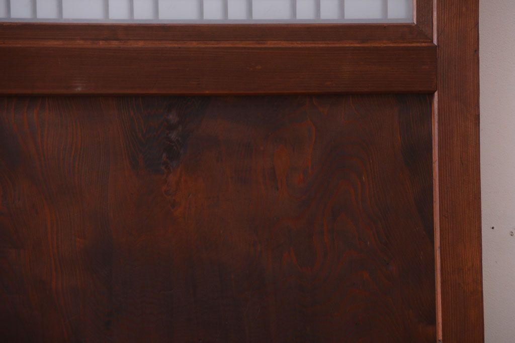 古民具・骨董　組子入りすりガラス帯のアンティーク板戸