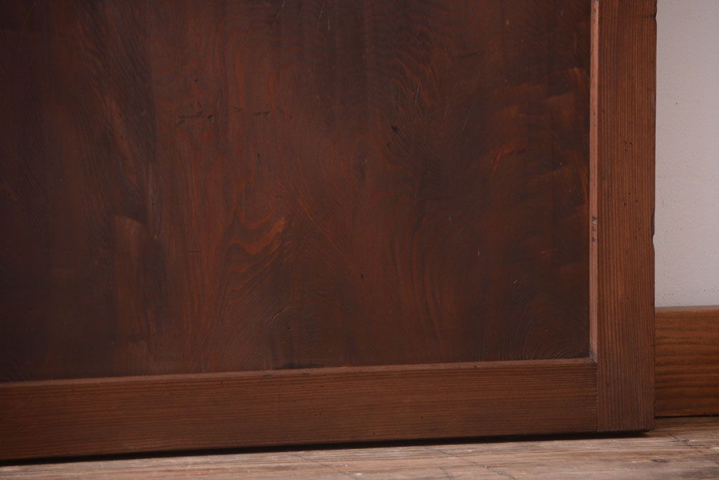 古民具・骨董　組子入りすりガラス帯のアンティーク板戸