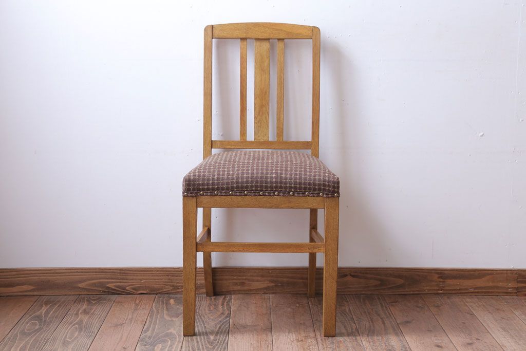 レトロ家具　和製アンティーク　ナラ材製!レトロなシンプルチェア(2)