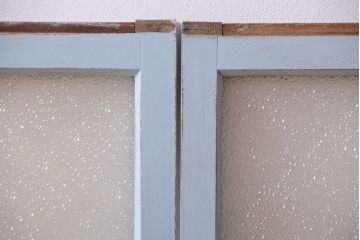 アンティーク　ダイヤガラス入り!ペイントのガラス戸2枚セット(窓)(1)