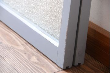 アンティーク　ダイヤガラス入り!ペイントのガラス戸2枚セット(窓)(1)