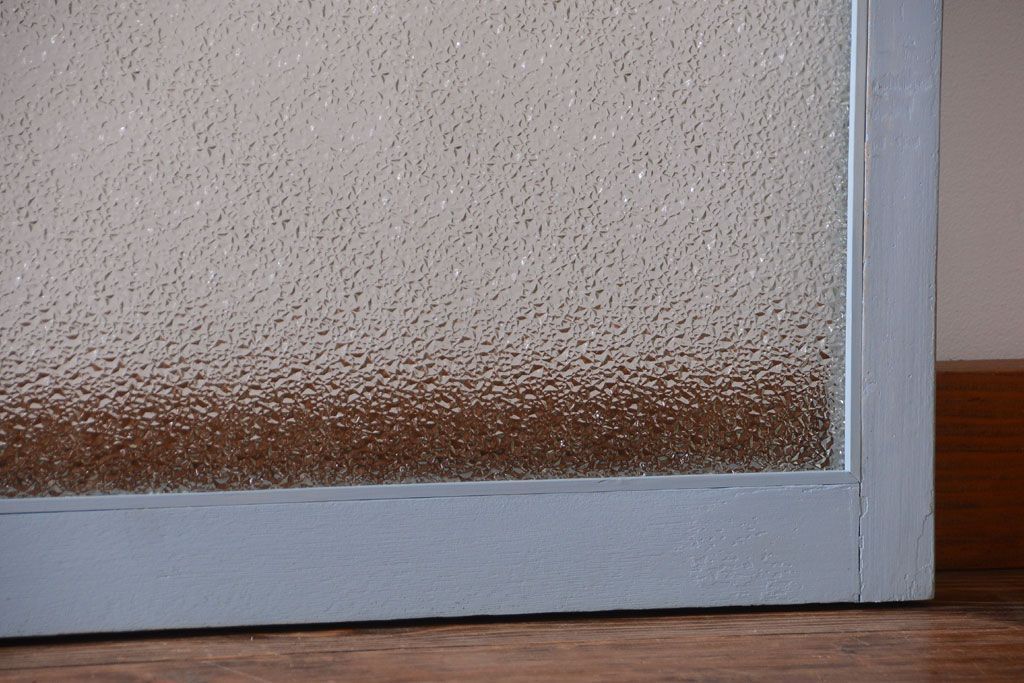 アンティーク　ダイヤガラス入り!ペイントのガラス戸2枚セット(窓)(1)