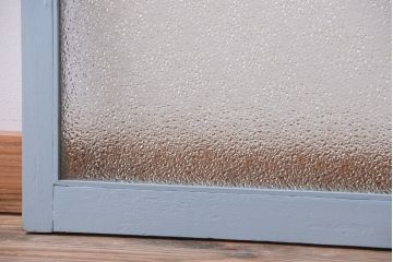 アンティーク　ダイヤガラス入り!ペイントのガラス戸2枚セット(窓)(2)