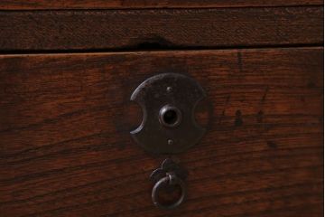 アンティーク家具　古民具・骨董　明治〜大正期!総欅材の高級アンティーク帳場机(両袖机・文机)