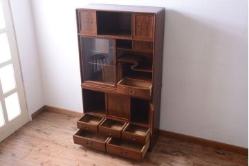 アンティーク家具　和製アンティーク　高級品!前面桑材・側面栗材の重ね茶箪笥