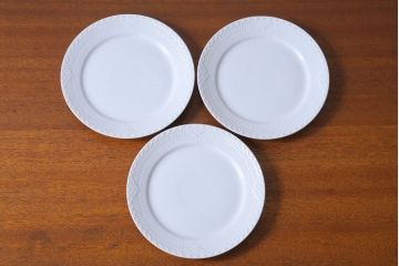 アンティーク雑貨　中古　ROYAL COPENHAGEN(ロイヤルコペンハーゲン)　WHITE FLUTED HALF LACE(ホワイトフルーテッド・ハーフレース) 25cmプレート(大皿)3枚セット(洋食器)