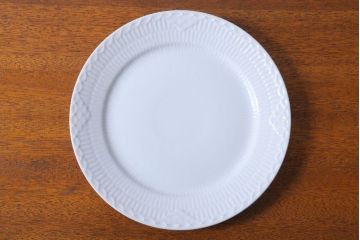アンティーク雑貨　中古　ROYAL COPENHAGEN(ロイヤルコペンハーゲン)　WHITE FLUTED HALF LACE(ホワイトフルーテッド・ハーフレース) 25cmプレート(大皿)3枚セット(洋食器)