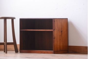 レトロ家具　昭和レトロ　古い木製の小さなオープンラックローボード(飾り棚)