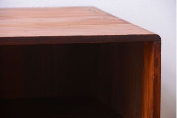 レトロ家具　昭和レトロ　古い木製の小さなオープンラックローボード(飾り棚)