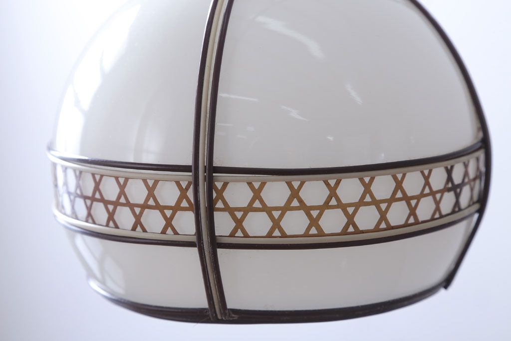 アンティーク　和の雰囲気溢れるガラスシェード天井照明(電傘)