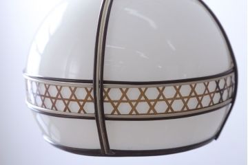 アンティーク　和の雰囲気溢れるガラスシェード天井照明(電傘)