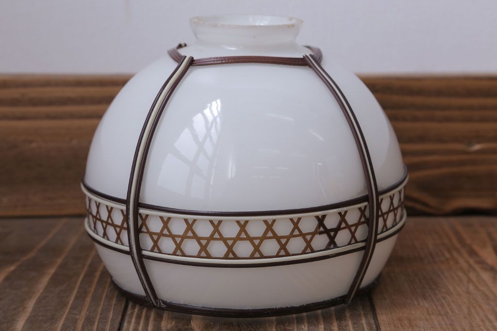 アンティーク　和の雰囲気溢れるガラスシェード天井照明(電傘)