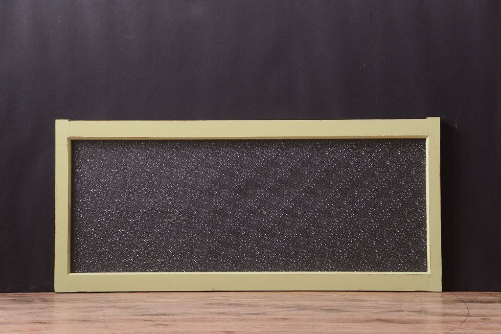 アンティーク　ダイヤガラス入り!グリーンペイントの明り取り(窓)