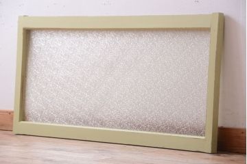 アンティーク　ダイヤガラス入り!グリーンペイントの明り取り(窓)