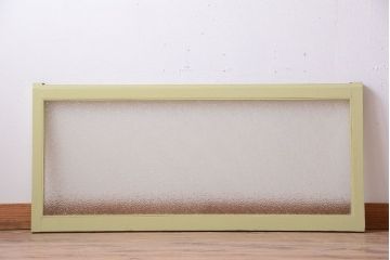 アンティーク　ダイヤガラス入り!グリーンペイントの明り取り(窓)