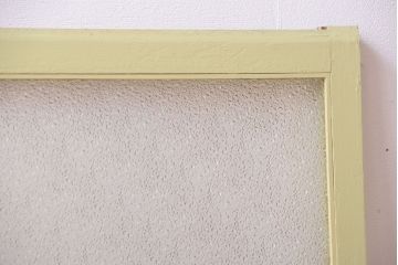 アンティーク　ダイヤガラス入り!グリーンペイントの明り取り(窓)