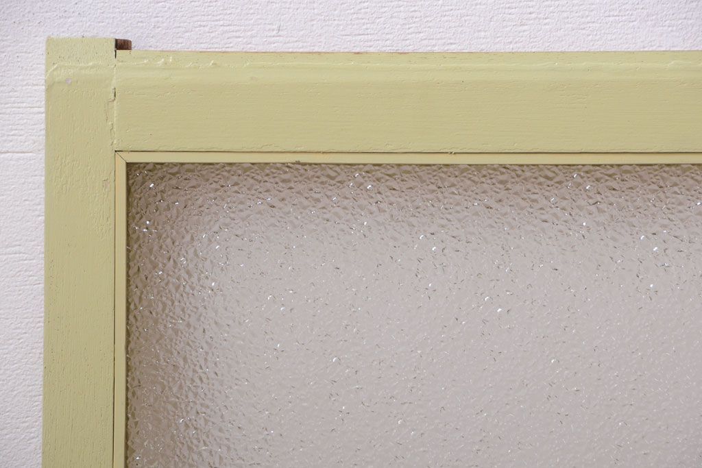 アンティーク　ダイヤガラス入り!グリーンペイントの明り取り(窓)