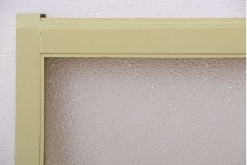 アンティーク　ダイヤガラス入り!グリーンペイントの明り取り(窓)