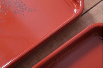 アンティーク雑貨　アンティーク　大正〜昭和初期　沈金蒔絵木製お膳5枚(漆器)(1)