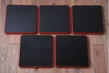 アンティーク雑貨　アンティーク　大正〜昭和初期　沈金蒔絵木製お膳5枚(漆器)(1)