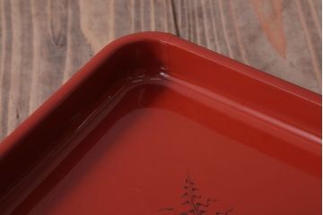 アンティーク雑貨　アンティーク　大正〜昭和初期　沈金蒔絵木製お膳5枚(漆器)(2)
