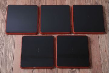 アンティーク雑貨　アンティーク　大正〜昭和初期　沈金蒔絵木製お膳5枚(漆器)(2)