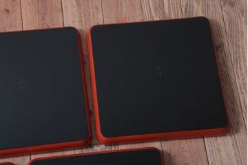 アンティーク雑貨　アンティーク　大正〜昭和初期　沈金蒔絵木製お膳5枚(漆器)(2)