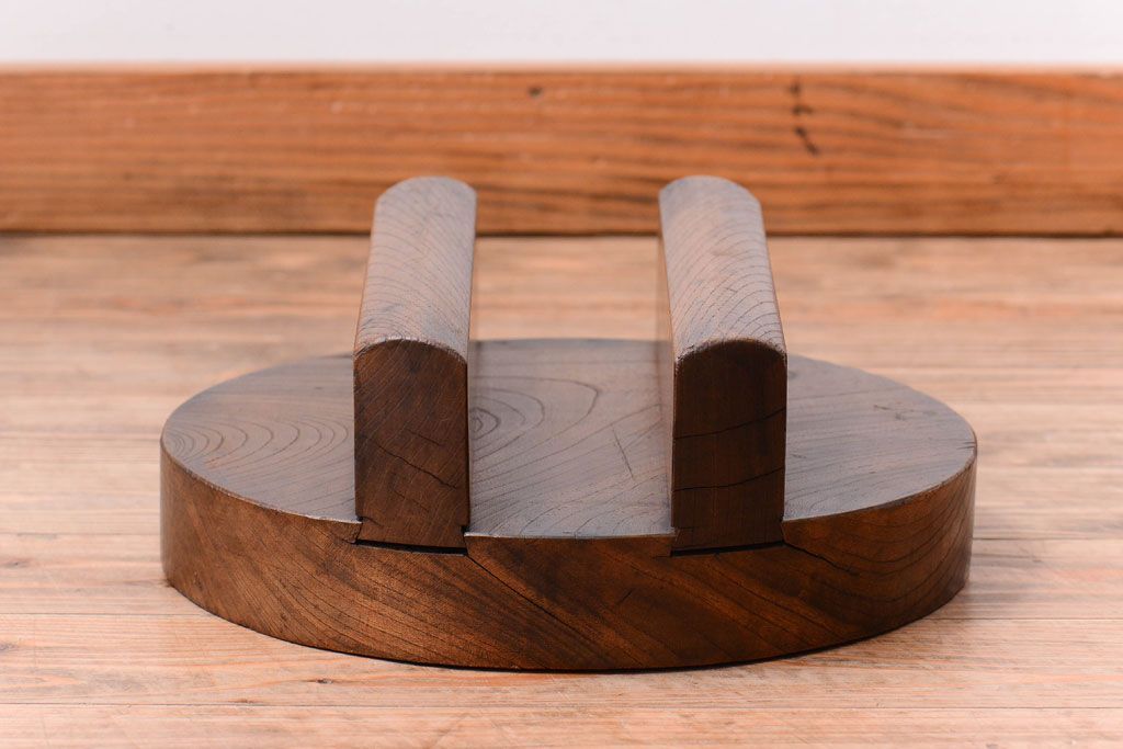 アンティーク雑貨　古民具・骨董　総欅材!アンティークのお釜の蓋(花台)