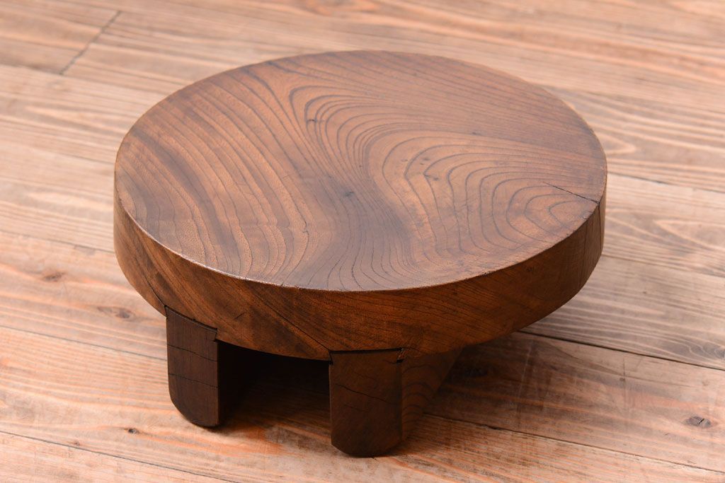 アンティーク雑貨　古民具・骨董　総欅材!アンティークのお釜の蓋(花台)