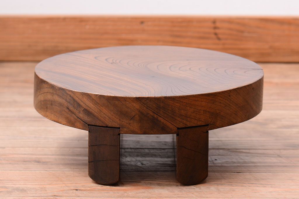 アンティーク雑貨　古民具・骨董　総欅材!アンティークのお釜の蓋(花台)