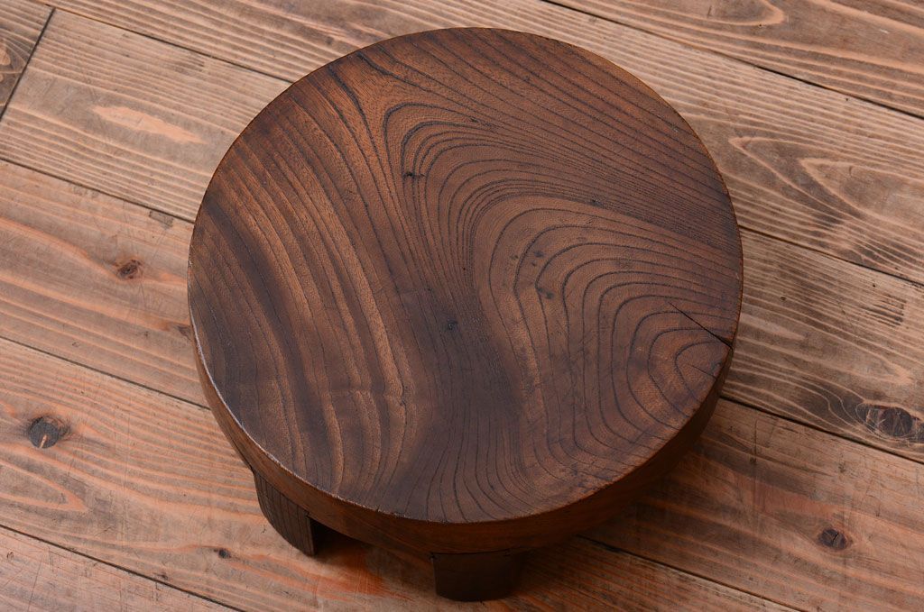 アンティーク雑貨　古民具・骨董　総欅材!アンティークのお釜の蓋(花台)