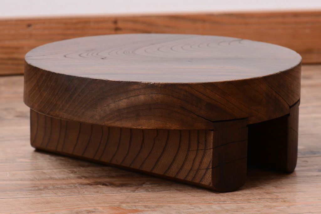 アンティーク雑貨　古民具・骨董　総欅材!アンティークのお釜の蓋(花台)