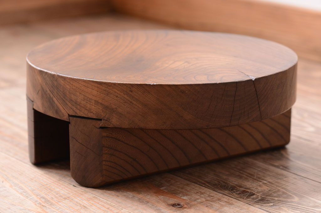 アンティーク雑貨　古民具・骨董　総欅材!アンティークのお釜の蓋(花台)