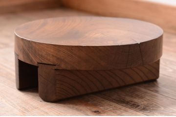 アンティーク雑貨　古民具・骨董　総欅材!アンティークのお釜の蓋(花台)