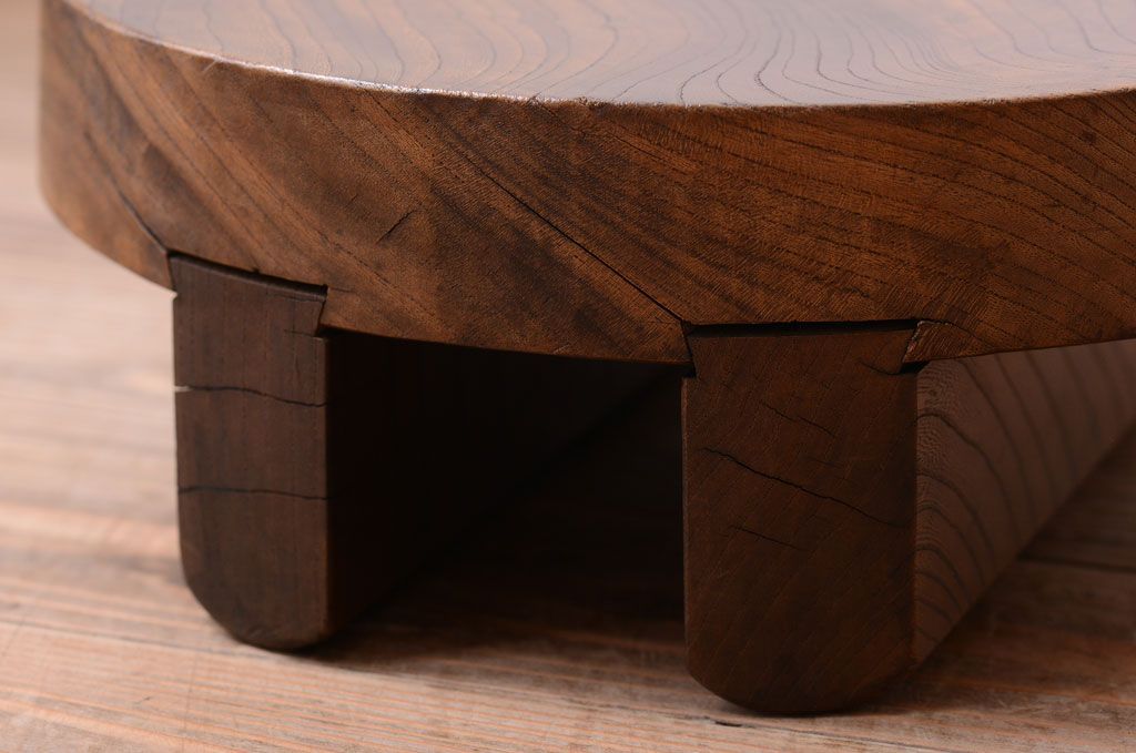 アンティーク雑貨　古民具・骨董　総欅材!アンティークのお釜の蓋(花台)