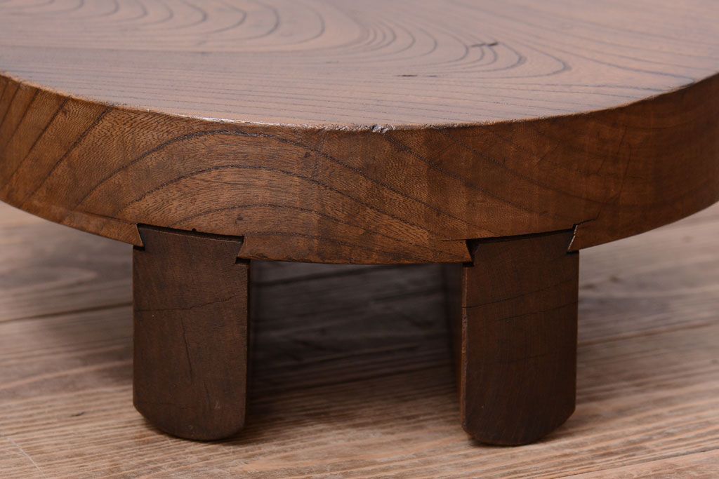 アンティーク雑貨　古民具・骨董　総欅材!アンティークのお釜の蓋(花台)