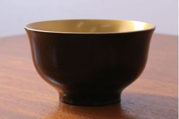 アンティーク雑貨　アンティーク　大正〜昭和初期　金魚の図　木製蒔絵盃洗(漆器)(1)
