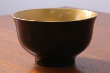 アンティーク雑貨　和製アンティーク　大正〜昭和初期　金魚の図　木製蒔絵盃洗(漆器)(2)