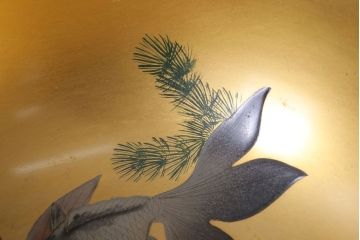 アンティーク雑貨　和製アンティーク　大正〜昭和初期　金魚の図　木製蒔絵盃洗(漆器)(2)