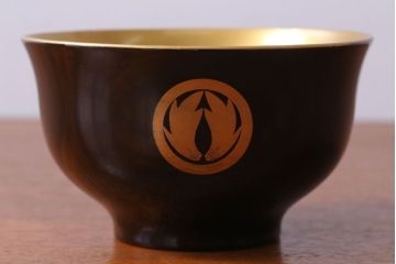 アンティーク雑貨　和製アンティーク　大正〜昭和初期　金魚の図　木製蒔絵盃洗(漆器)(2)