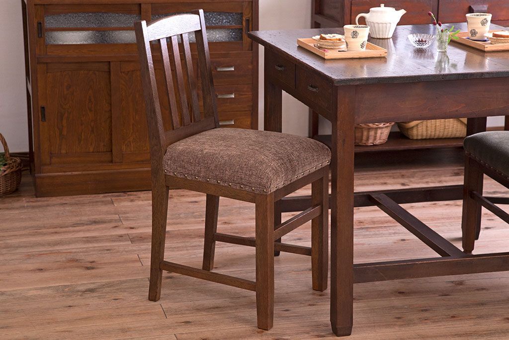 レトロ家具　和製アンティーク　ナラ材製!レトロなシンプルチェア(3)