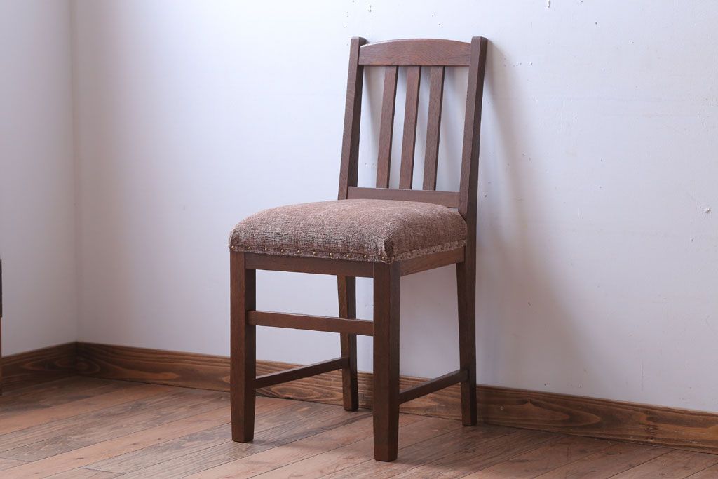 レトロ家具　和製アンティーク　ナラ材製!レトロなシンプルチェア(3)