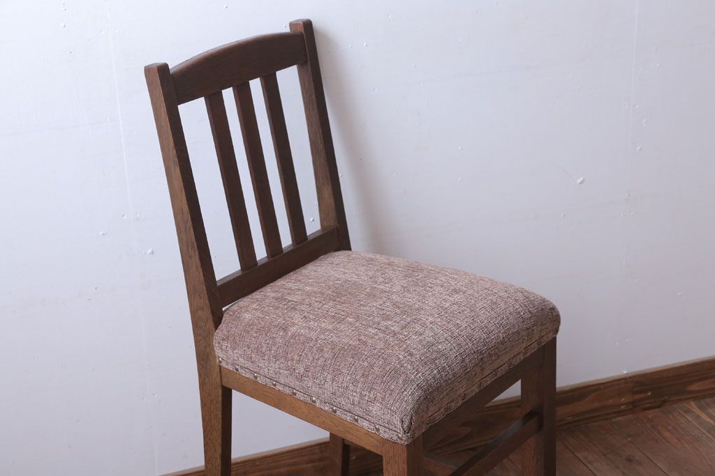 レトロ家具　和製アンティーク　ナラ材製!レトロなシンプルチェア(3)