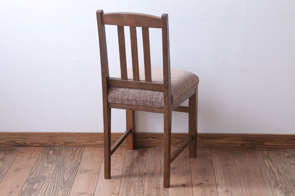 レトロ家具　和製アンティーク　ナラ材製!レトロなシンプルチェア(3)